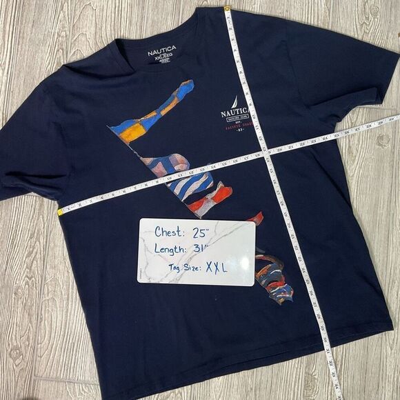 Nautica Sailing Club Navy Blue Graphic Print T-Shirt Men's XXL Sailboats Pacific - Picture 5 of 6